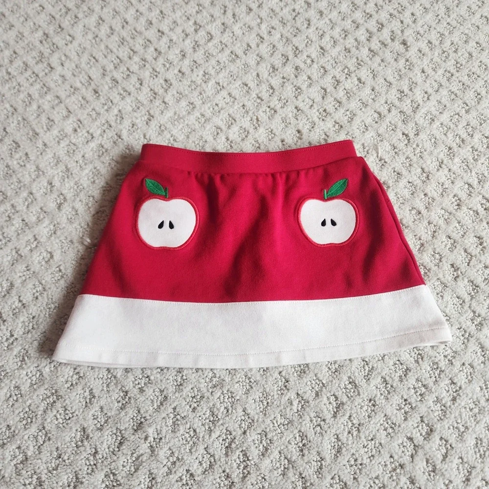 Toddler Girls Red Apple Applique Skort‎ Pull On Shorts Skirt Size 2T NWOT